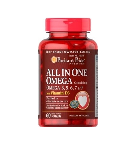 Puritan's Pride All In One Omega 3,5,6,7,9 & Vit. D3 60 Softgels Puritan's Pride All In One Omega 3,5,6,7,9 & Vit. D3 60 Softgels