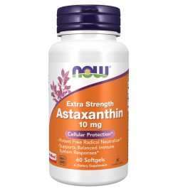 Now Foods Astaxanthin Extra Strength 10mg- 60 Softgels